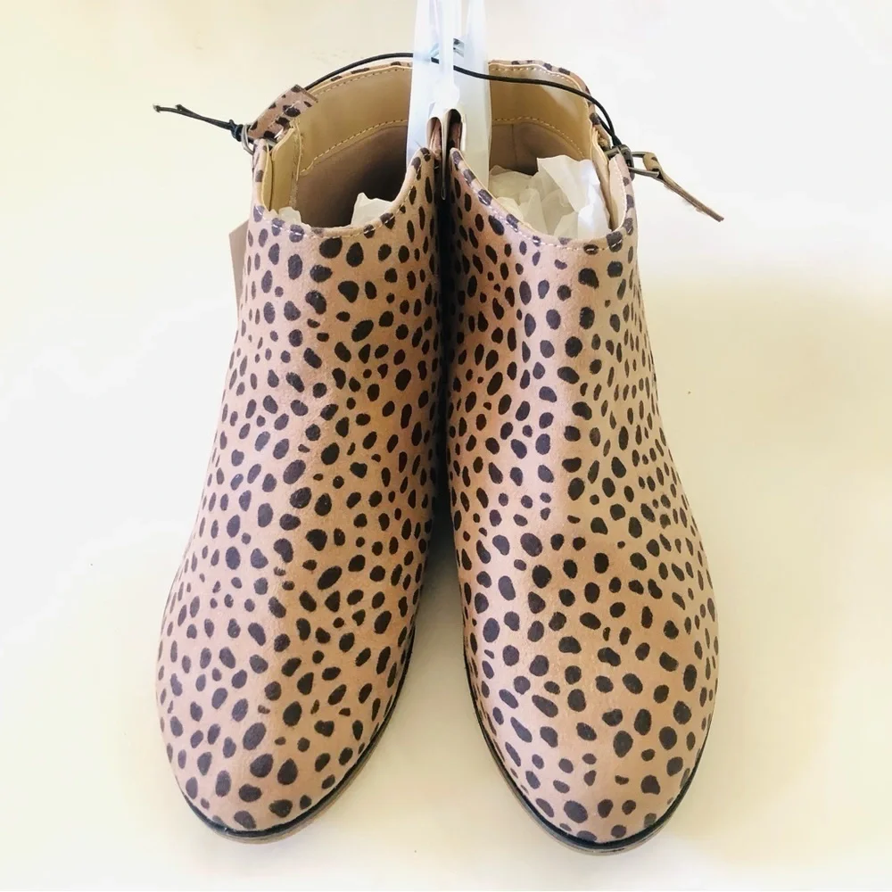 Cat & Jack Girls Judi Leopard Print Zipper Ankle Booties Size 4